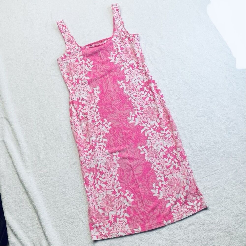 Lilly Pulitzer Mick Ribbed Square Neck Knit Dress 014695 Roxie Pink Sz M New